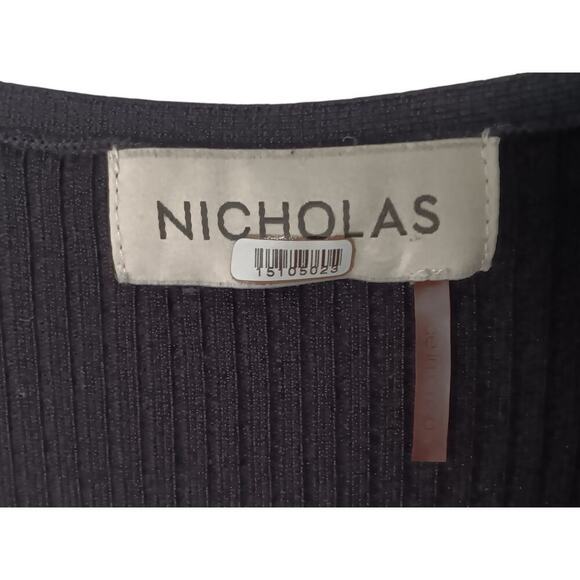 Nicholas Sheath V-neck Long Cut Out Sleeves Dress in Black SZ M $395 - Picture 15 of 15